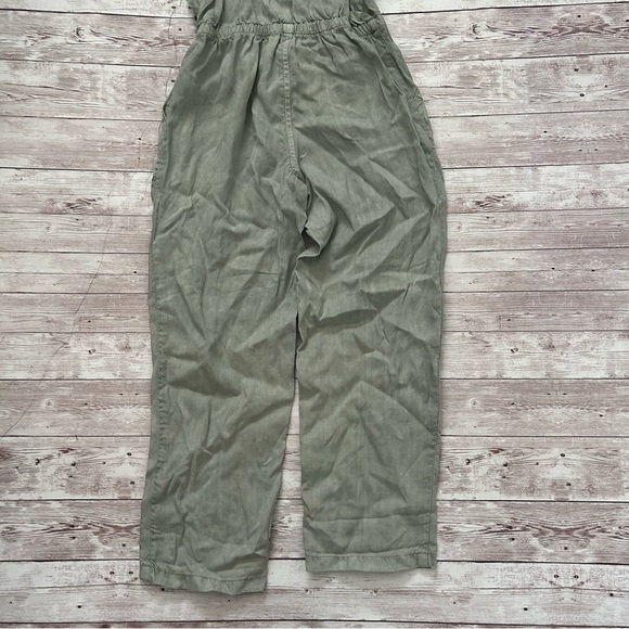 Bella Dahl Girls Knotted Olive Green Tencel Tie Waist Overalls - Picture 6 of 7